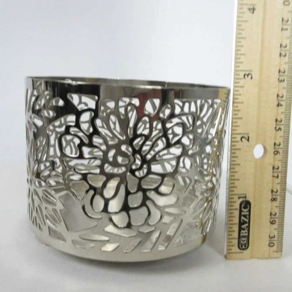 Williams-Sonoma Metal 3-Wick Candle Holders Set 3 Silver Cutout Sea Floral